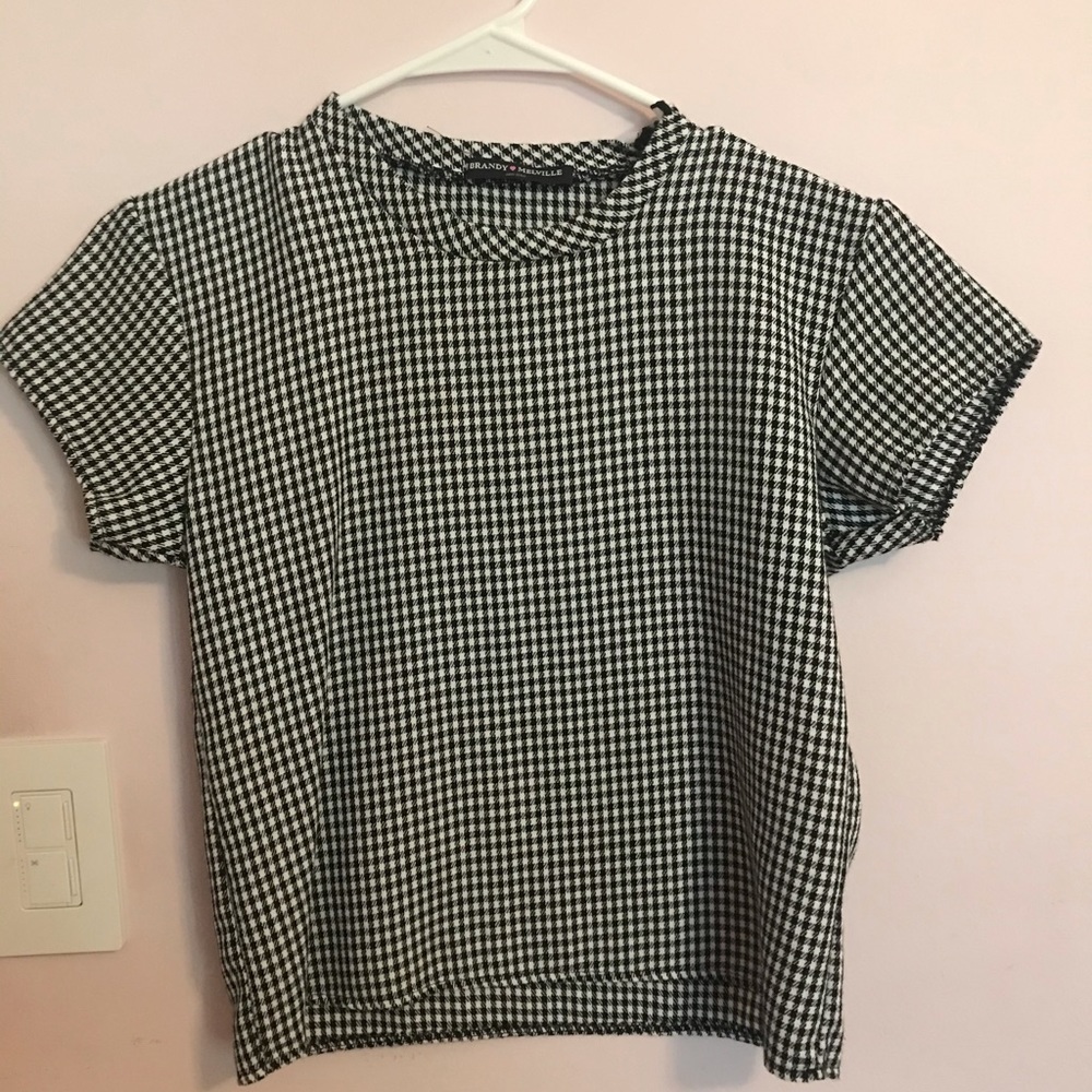 Brandy Melville checker short sleeve crop top